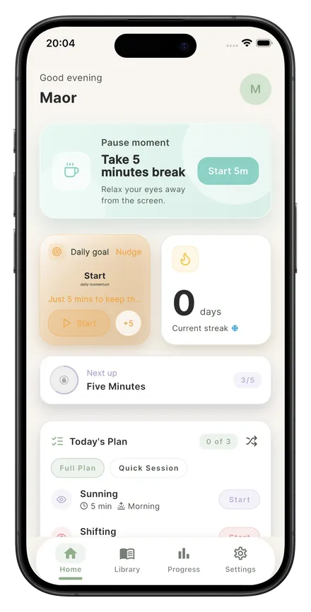 Sighta app Home screen