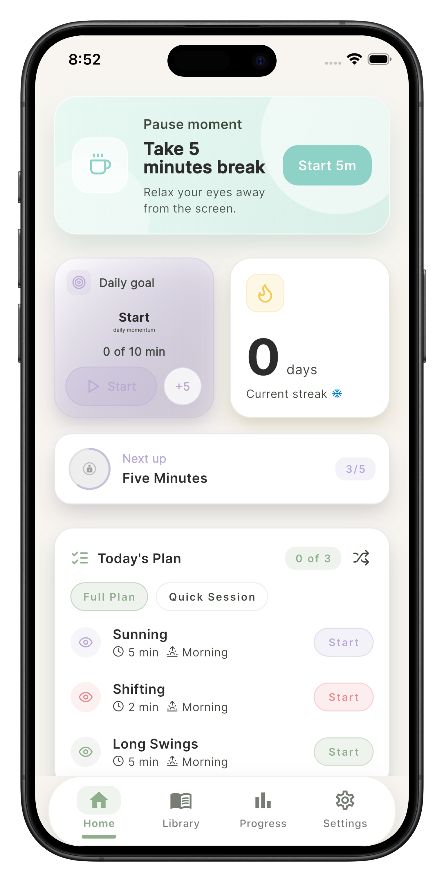 Sighta app home screen