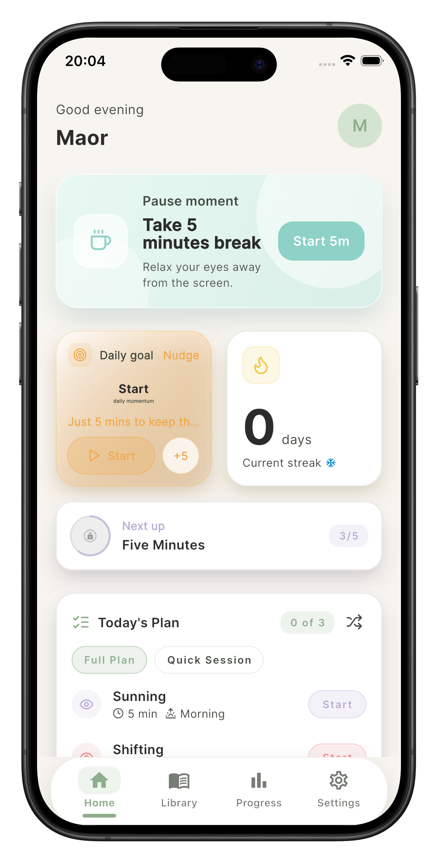 Sighta app Home screen